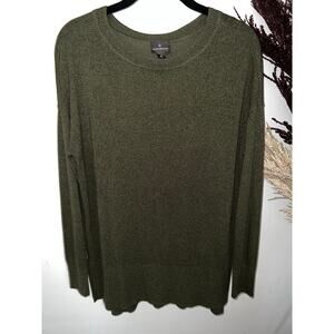 Worthington size M drop shoulder pullover long sweater heathered hunter green
